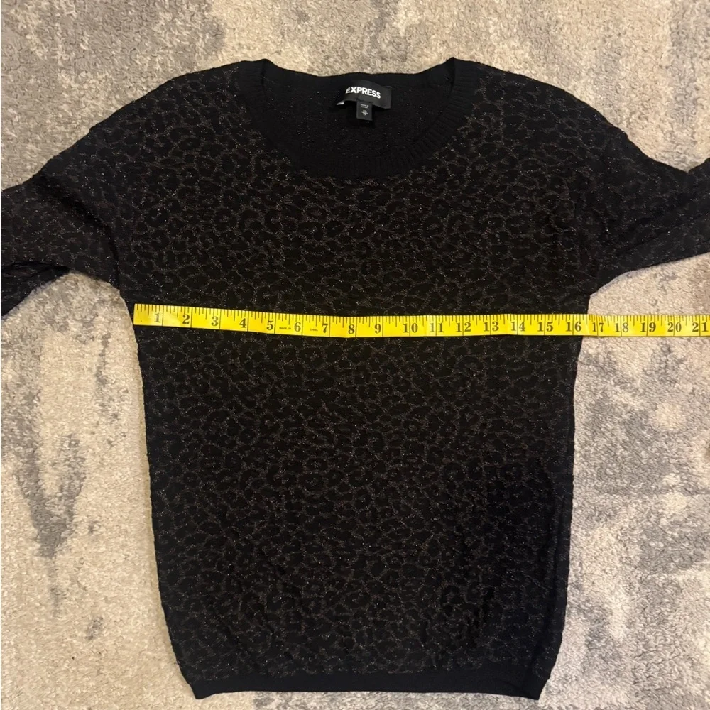 Express Black Textured Crew Neck Sweater